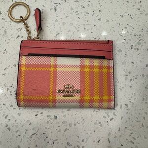 Coach Pink Plaid Card Holder